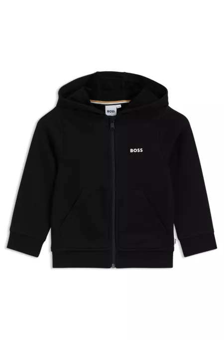 Kids' logo-print zip-up hoodie in a cotton blend