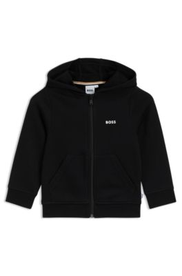 Kids' logo-print zip-up hoodie in a cotton blend, Black