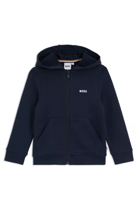 Kids' logo-print zip-up hoodie in a cotton blend