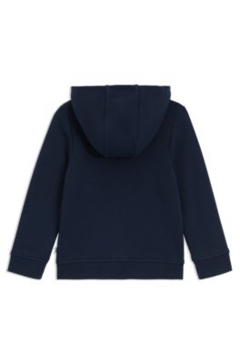 Kids' logo-print zip-up hoodie in a cotton blend, Dark Blue