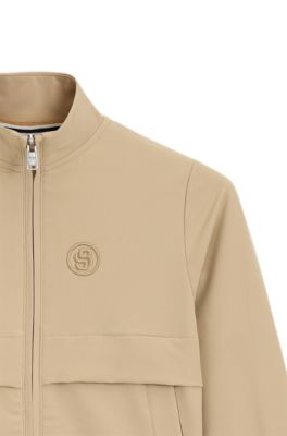 Chaqueta con cremallera para ni&ntilde;os con monograma Double B, Beige