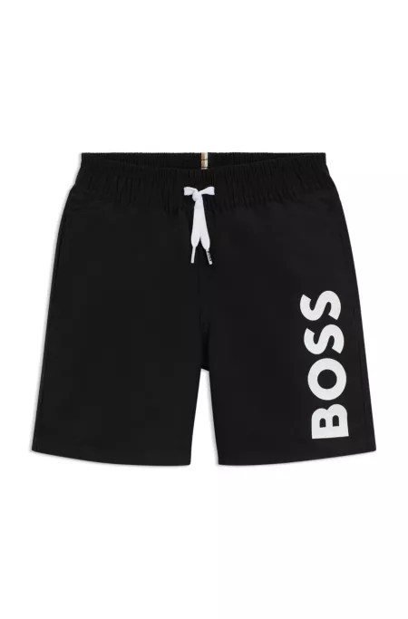 Kids' logo-print swim shorts with peached finish