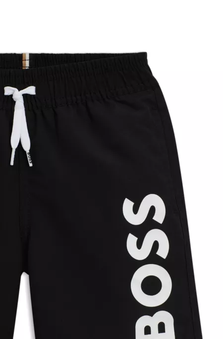 Kids' logo-print swim shorts with peached finish