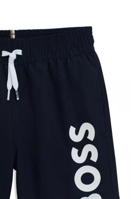 Kids' logo-print swim shorts with peached finish