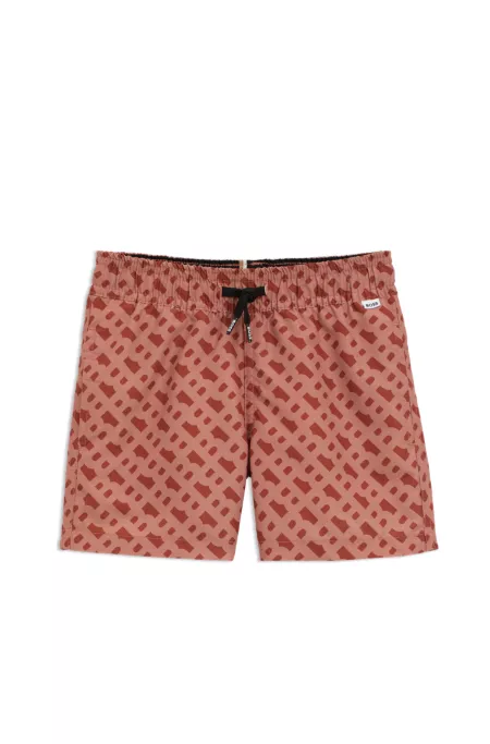 Kids' swim shorts with monogram print