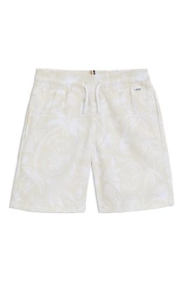 Kids' swim shorts with all-over print, Light Beige