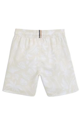 Kids' swim shorts with all-over print, Light Beige