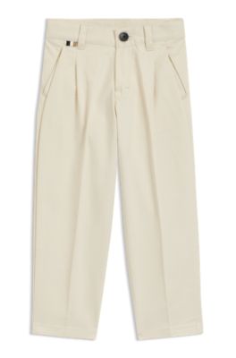 Pantalones chinos para ni&ntilde;os de sarga de algod&oacute;n el&aacute;stico, Beige claro