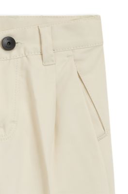 Pantalones chinos para ni&ntilde;os de sarga de algod&oacute;n el&aacute;stico, Beige claro
