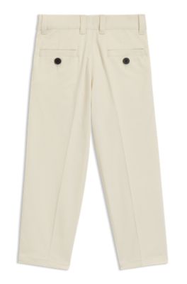 Pantalones chinos para ni&ntilde;os de sarga de algod&oacute;n el&aacute;stico, Beige claro