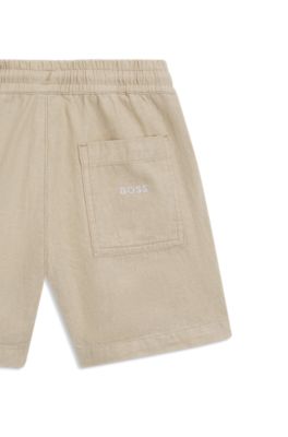 Kids' shorts in linen and cotton, Beige