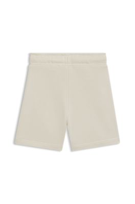 Shorts para ni&ntilde;os en forro polar de algod&oacute;n con logo estampado, Beige claro