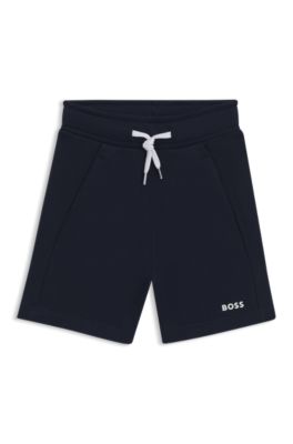 Shorts para ni&ntilde;os en forro polar de algod&oacute;n con logo estampado, Azul oscuro