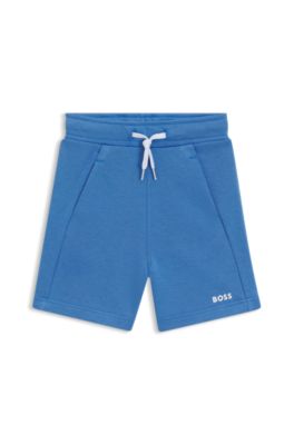 Shorts para ni&ntilde;os en forro polar de algod&oacute;n con logo estampado, Azul