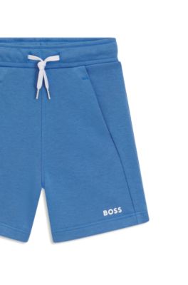Shorts para ni&ntilde;os en forro polar de algod&oacute;n con logo estampado, Azul
