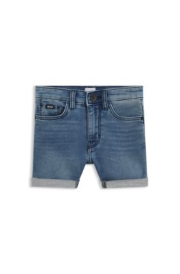 Shorts en tejido vaquero el&aacute;stico azul para ni&ntilde;os, Azul