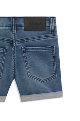 Shorts en tejido vaquero el&aacute;stico azul para ni&ntilde;os, Azul