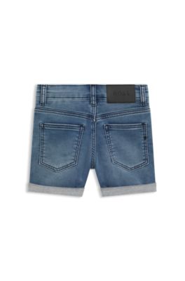 Shorts en tejido vaquero el&aacute;stico azul para ni&ntilde;os, Azul