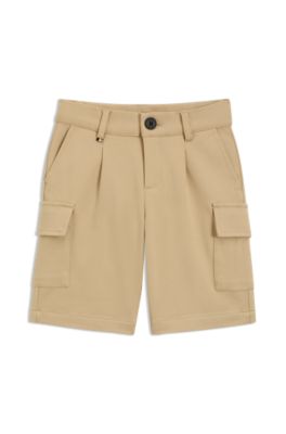 Kids' cargo shorts in stretch piqu&eacute;, Beige