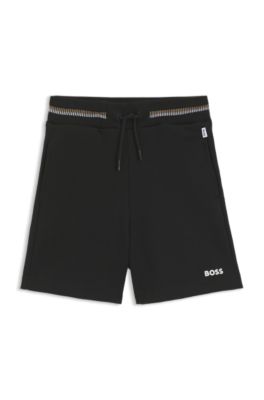 Shorts de algod&oacute;n para ni&ntilde;os con cintura a rayas, Negro