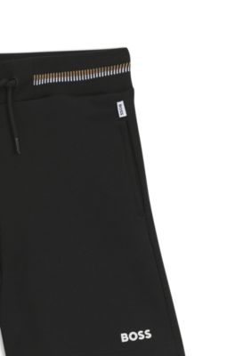 Shorts de algod&oacute;n para ni&ntilde;os con cintura a rayas, Negro