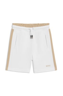 Shorts para ni&ntilde;os con logo estampado y apliques en las costuras laterales, Blanco