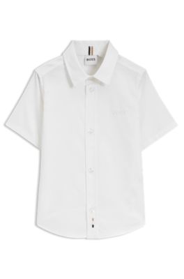 Camisa regular fit para ni&ntilde;os en algod&oacute;n Oxford, Blanco