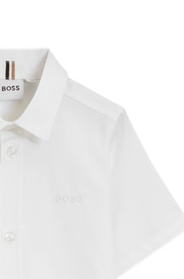 Camisa regular fit para ni&ntilde;os en algod&oacute;n Oxford, Blanco