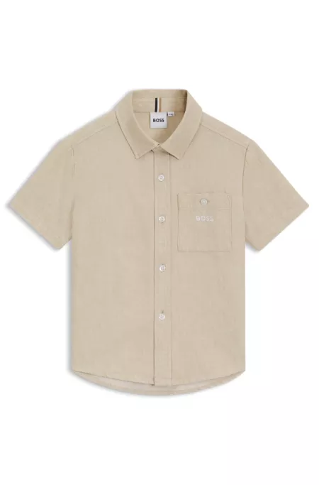 Kids' loose-fit shirt in linen and cotton