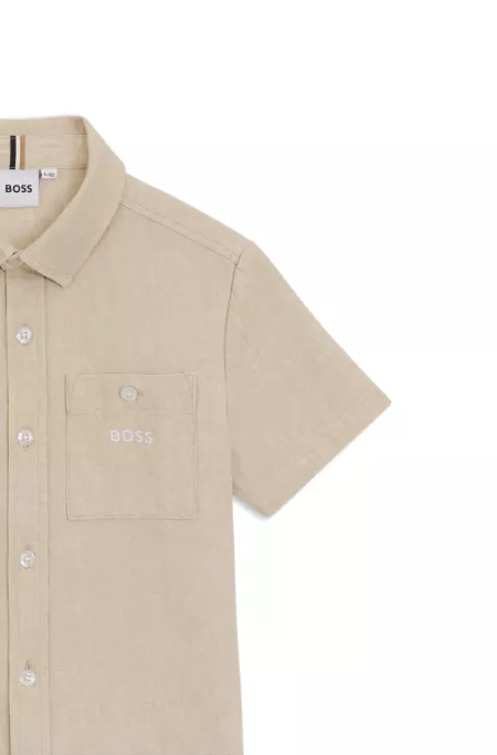 Kids' loose-fit shirt in linen and cotton