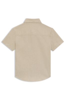 Camisa para ni&ntilde;os de ajuste holgado en algod&oacute;n y lino, Beige