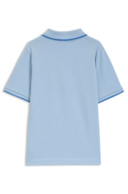 Kids' logo-print polo shirt in cotton piqu&eacute;, Light Blue