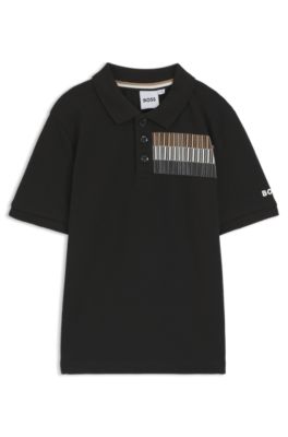 Kids' signature-stripe polo shirt stretch cotton