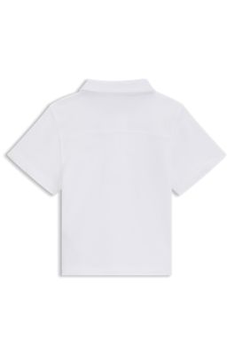 Kids' embroidered-logo polo shirt in cotton, White