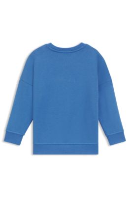 Sudadera para ni&ntilde;os en forro de algod&oacute;n con logo en contraste, Azul