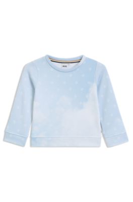 Kids' sweatshirt with Double B monograms and clouds, Light Blue