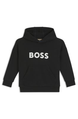 Kids' contrast-logo hoodie in a cotton blend, Black