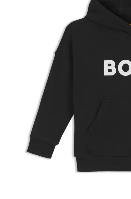 Kids' contrast-logo hoodie in a cotton blend