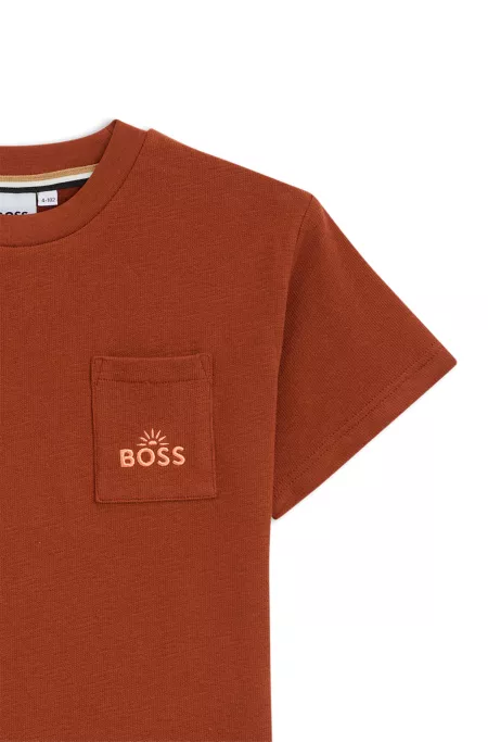 Kids' embroidered-artwork T-shirt in cotton