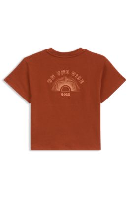 Kids' embroidered-artwork T-shirt in cotton, Dark Orange