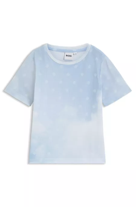 Kids' cotton T-shirt with Double B monograms and clouds
