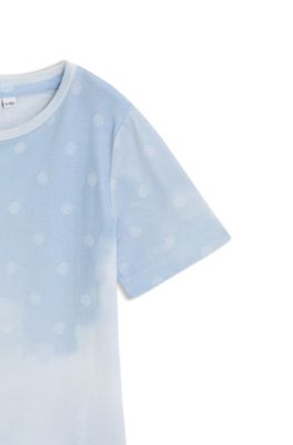 Kids' cotton T-shirt with Double B monograms and clouds, Light Blue