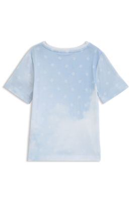 Kids' cotton T-shirt with Double B monograms and clouds, Light Blue
