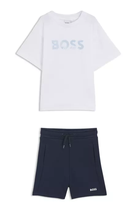 Kids' T-shirt and shorts set with logo prints