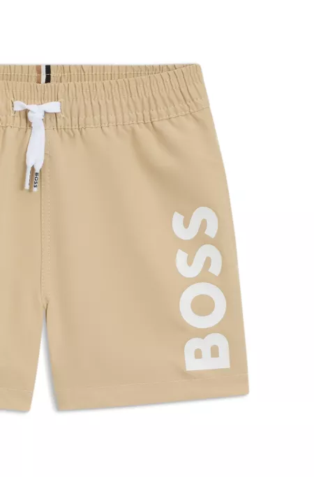 Kids' logo-print swim shorts with peached finish