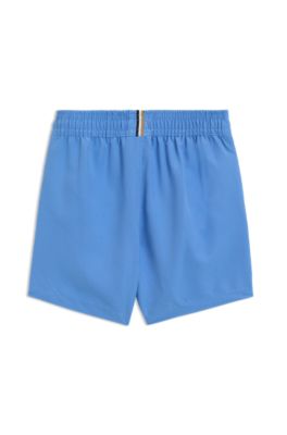 Kids' logo-print swim shorts with peached finish, Blue