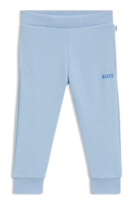 Kids' logo-print tracksuit bottoms in a cotton blend, Light Blue