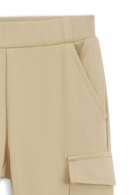 Kids' cargo tracksuit bottoms in stretch piqu&eacute;, Beige