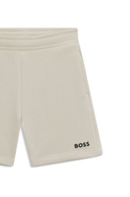 Kids' logo-print shorts in a cotton blend, Light Beige