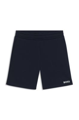 Shorts para ni&ntilde;os en forro polar de algod&oacute;n con logo estampado, Azul oscuro